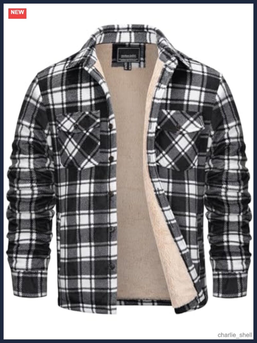 Men's Plaid Flannel Sherpa Lined Jacket Button Down Shirt Coat